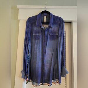 Aratta Purple Sheer Collared Blouse